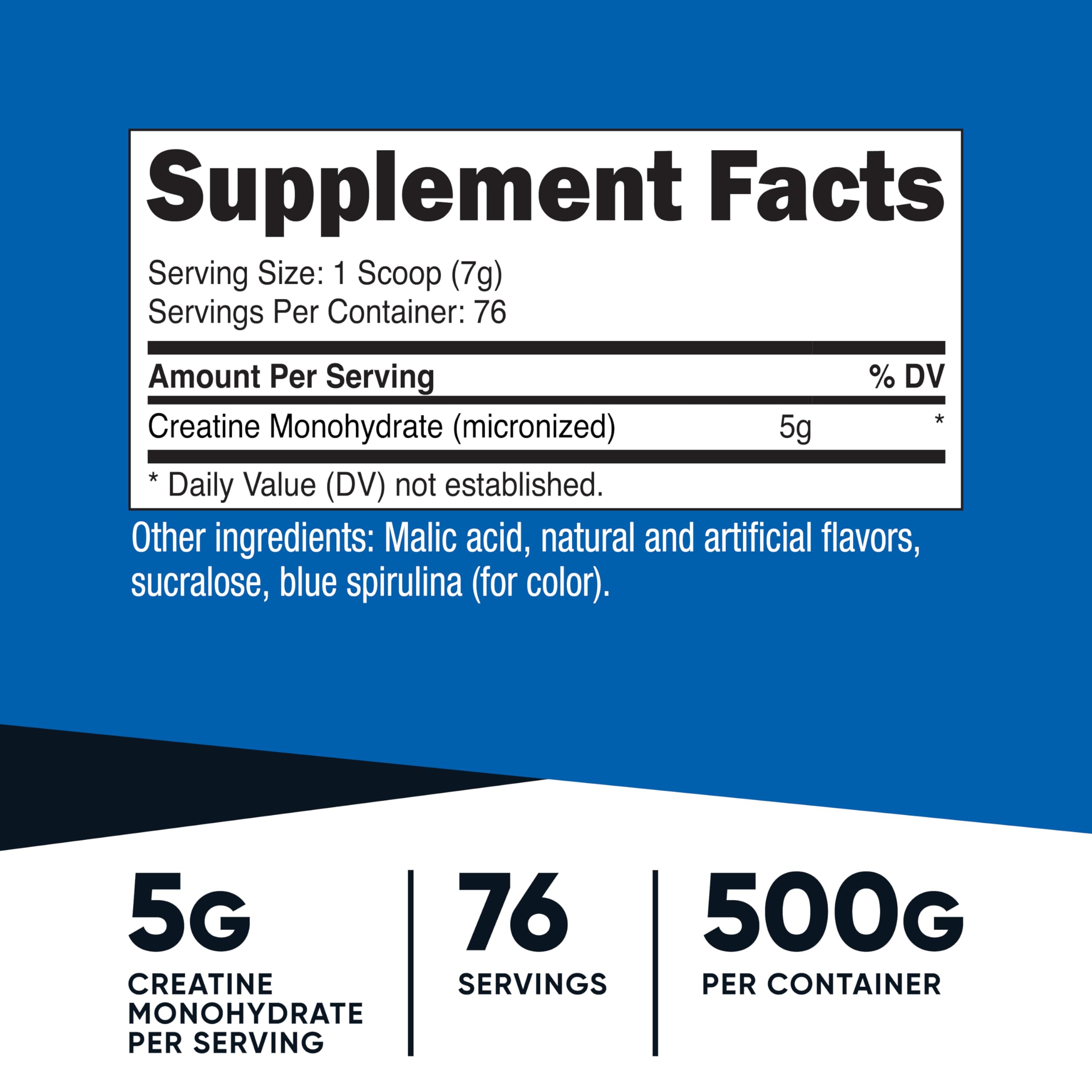 Nutricost Creatine Monohidrato Frambuesa Azul con cuchara medidora incluida