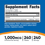 Nutricost Cromio 1000mcg, etiqueta clara para verificar ingredientes