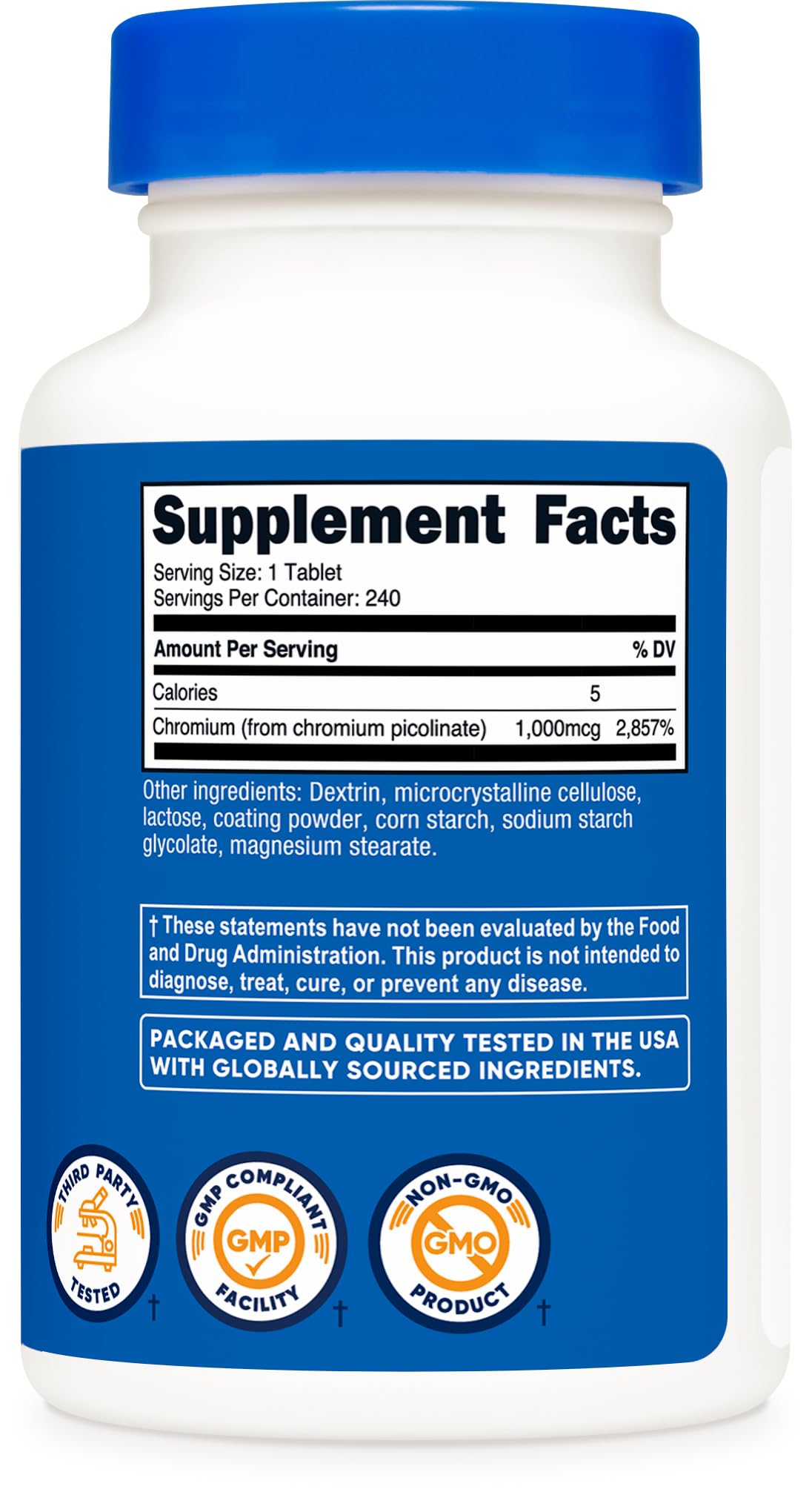 Nutricost Cromio 1000mcg, uso diario recomendado para hábitos saludables