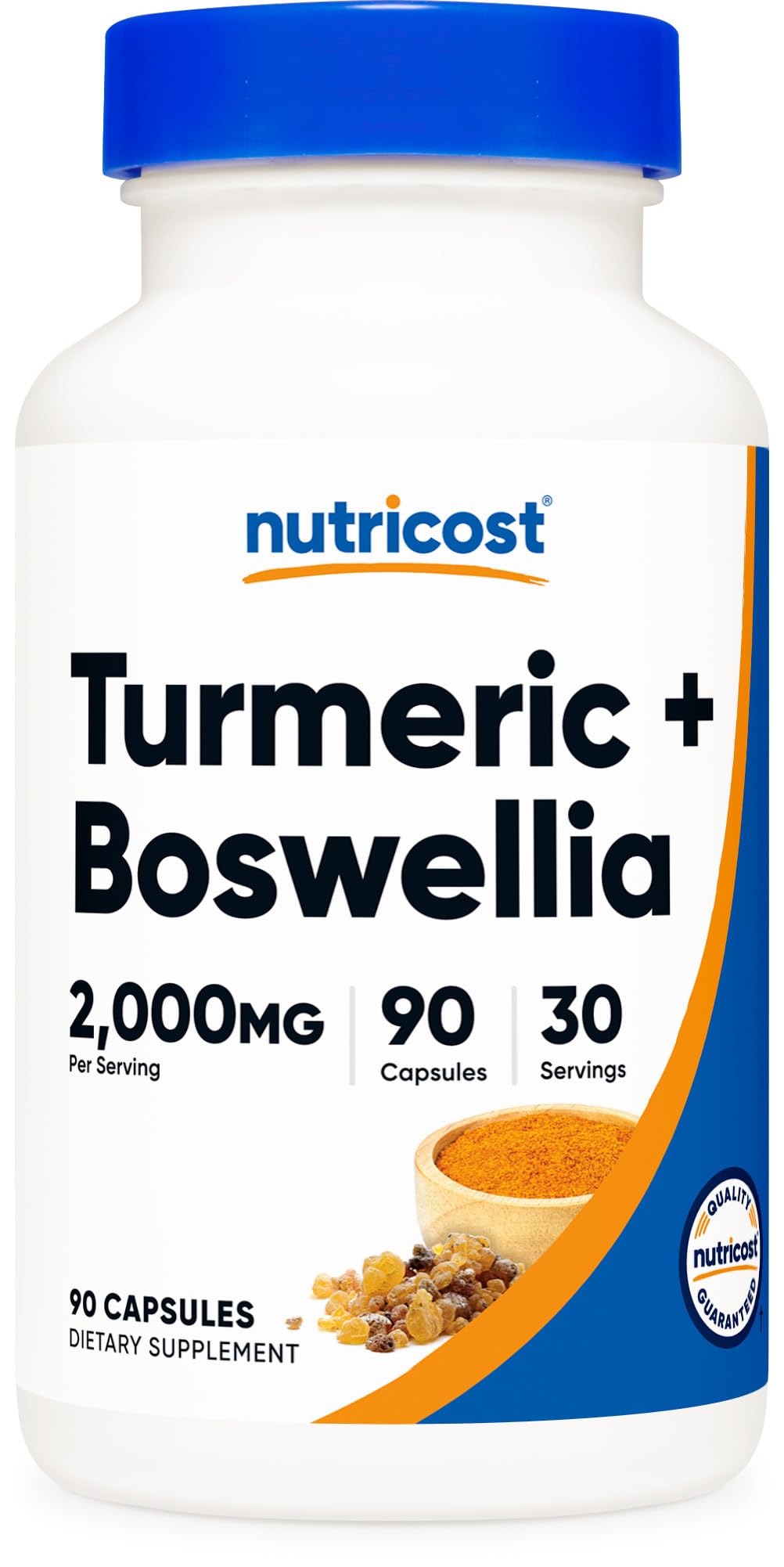Nutricost Curuma Boswellia, bote de capsulas para uso diario que apoya movilidad.