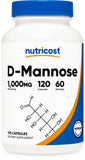 Nutricost D-Mannose 1000mg, bote de cápsulas, fácil de tomar diariamente