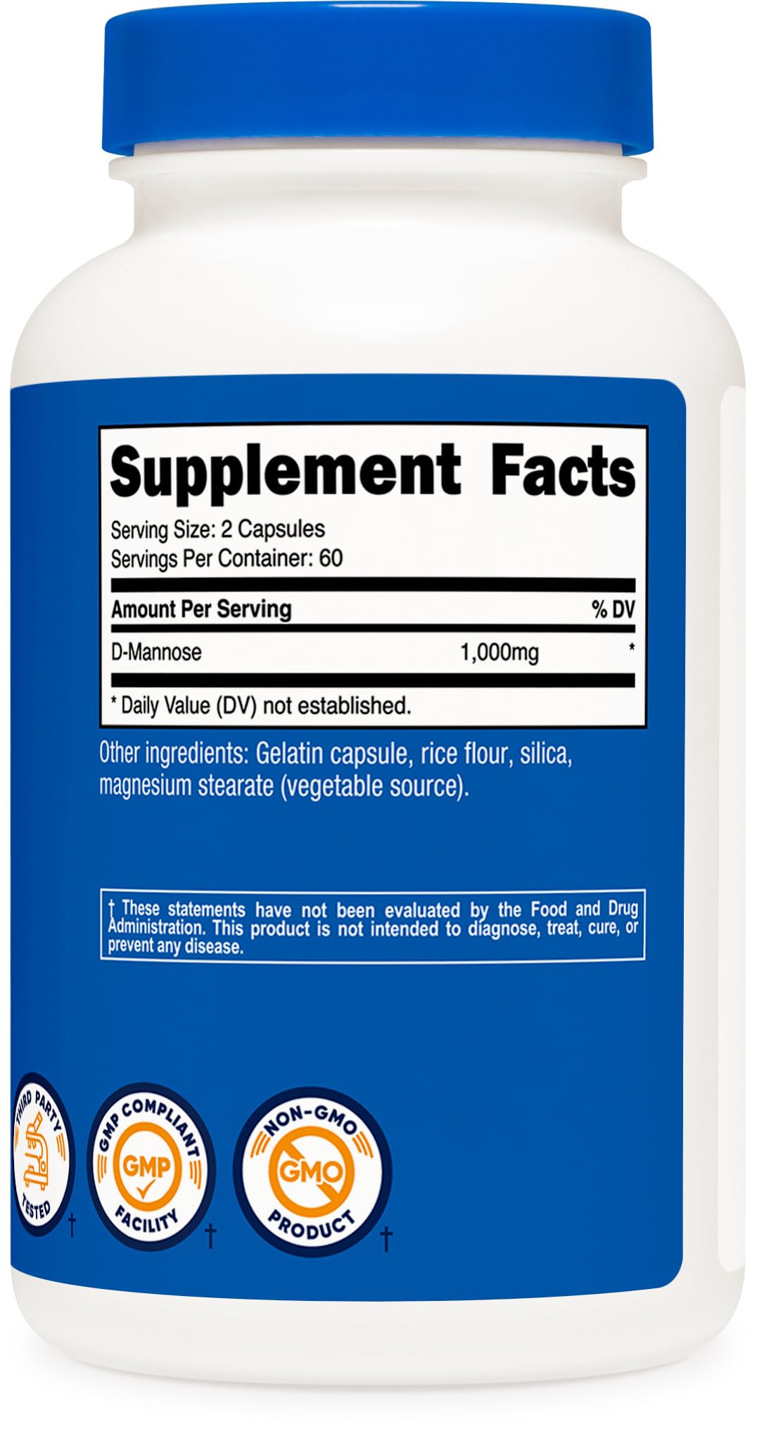Nutricost D-Mannose 1000mg, cápsulas para uso diario, conveniencia
