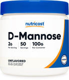 Nutricost D-Mannose polvo frente al envase, porciones claras y fáciles de medir