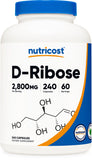 Nutricost D-Ribosa, bote de cápsulas para consumo diario