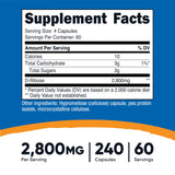 Nutricost D-Ribosa, etiqueta de ingredientes con 700 mg por cápsula