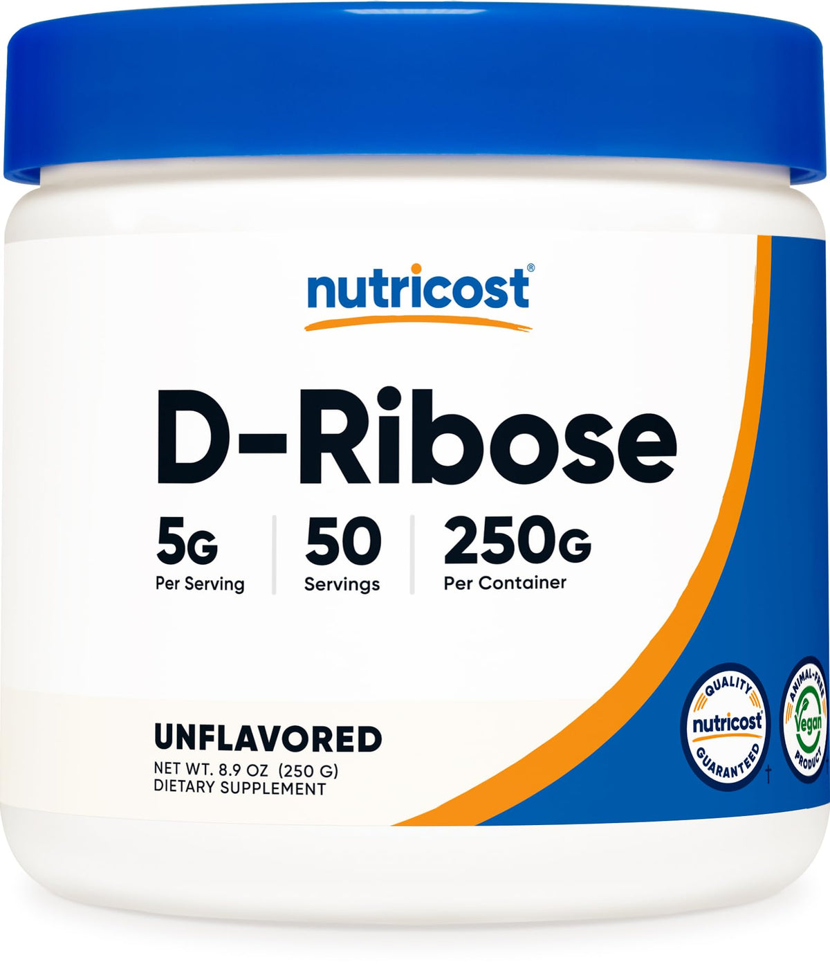 Nutricost D-Ribosa Polvo en bote, textura fina para mezclar fácilmente