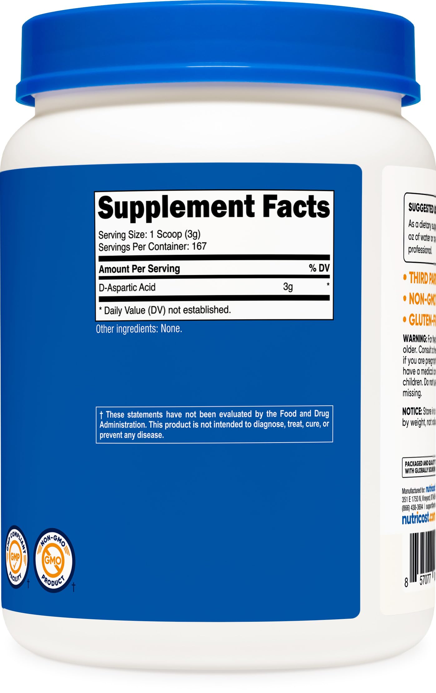 nutricost daa envase libre de ogm y gluten para salud