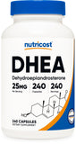Nutricost DHEA 25mg en bote frontal, apoyo al bienestar diario.