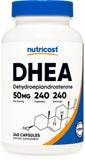 Botella Nutricost DHEA 50 mg para uso diario.