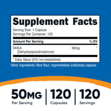 Nutricost DHEA 50 mg cápsulas: cápsulas fáciles de tragar para consumo diario.