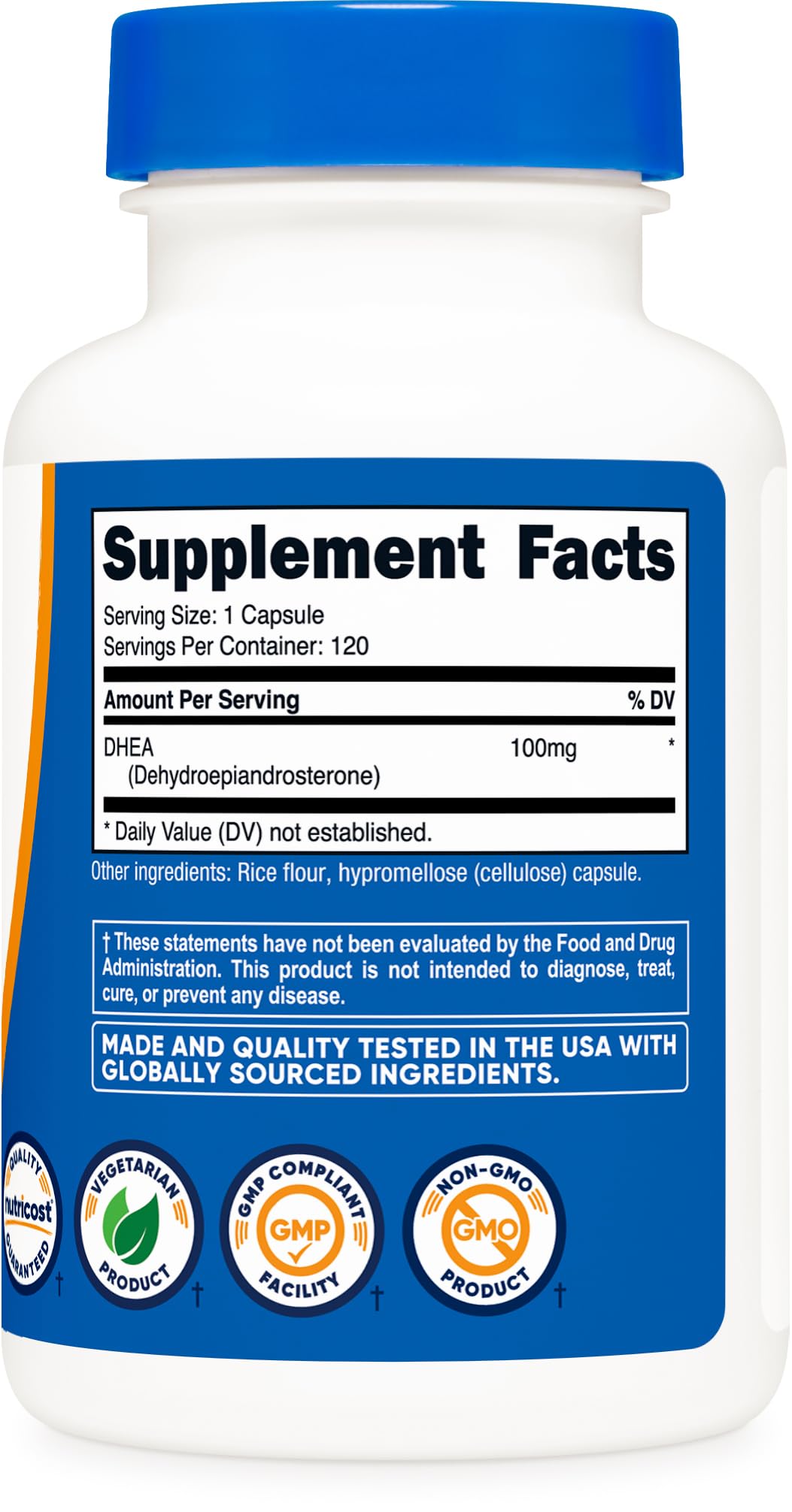 Envase de Nutricost DHEA, ideal para rutina diaria de bienestar