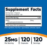 Etiqueta de Nutricost DHEA en la botella facilita identificar la dosis