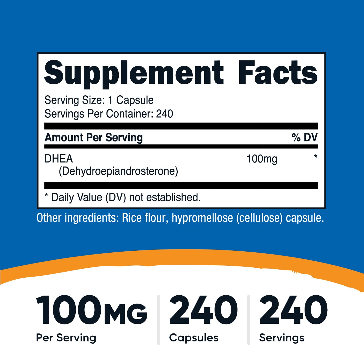 Nutricost DHEA: fórmula libre de gluten y soja para dietas sensibles.