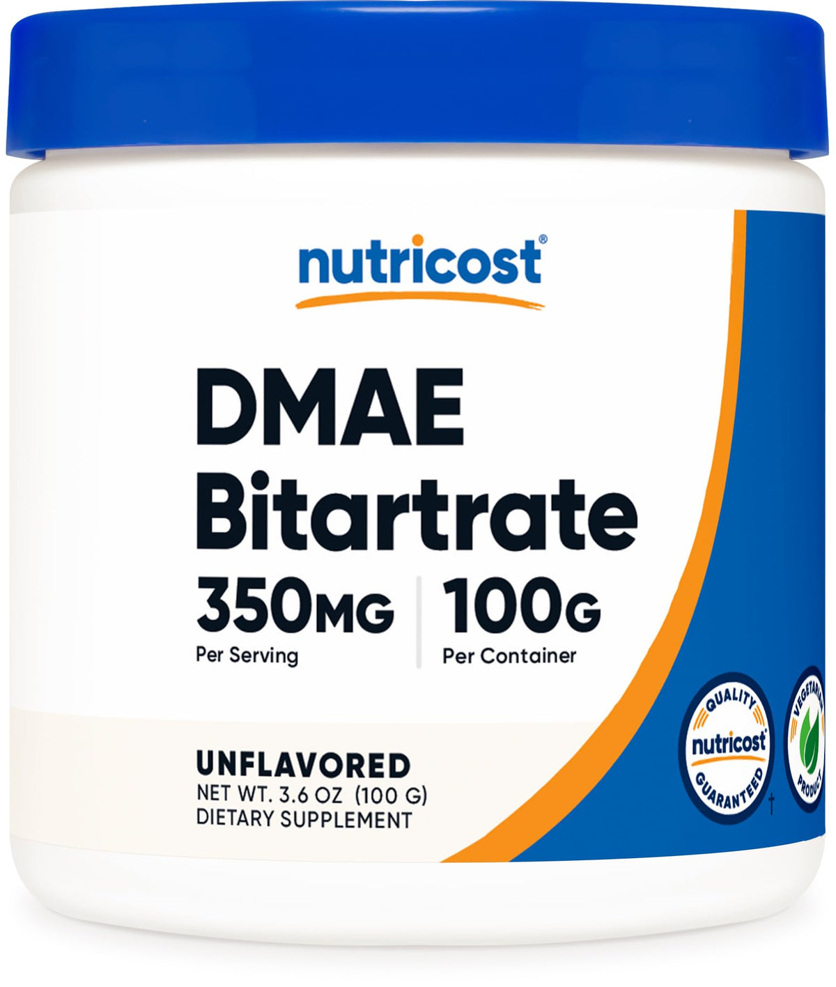 Nutricost DMAE-Bitartrate polvo 100 g, ideal para mezclas diarias.