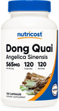 Nutricost Dong Quai cápsula de 565 mg para uso diario y bienestar.