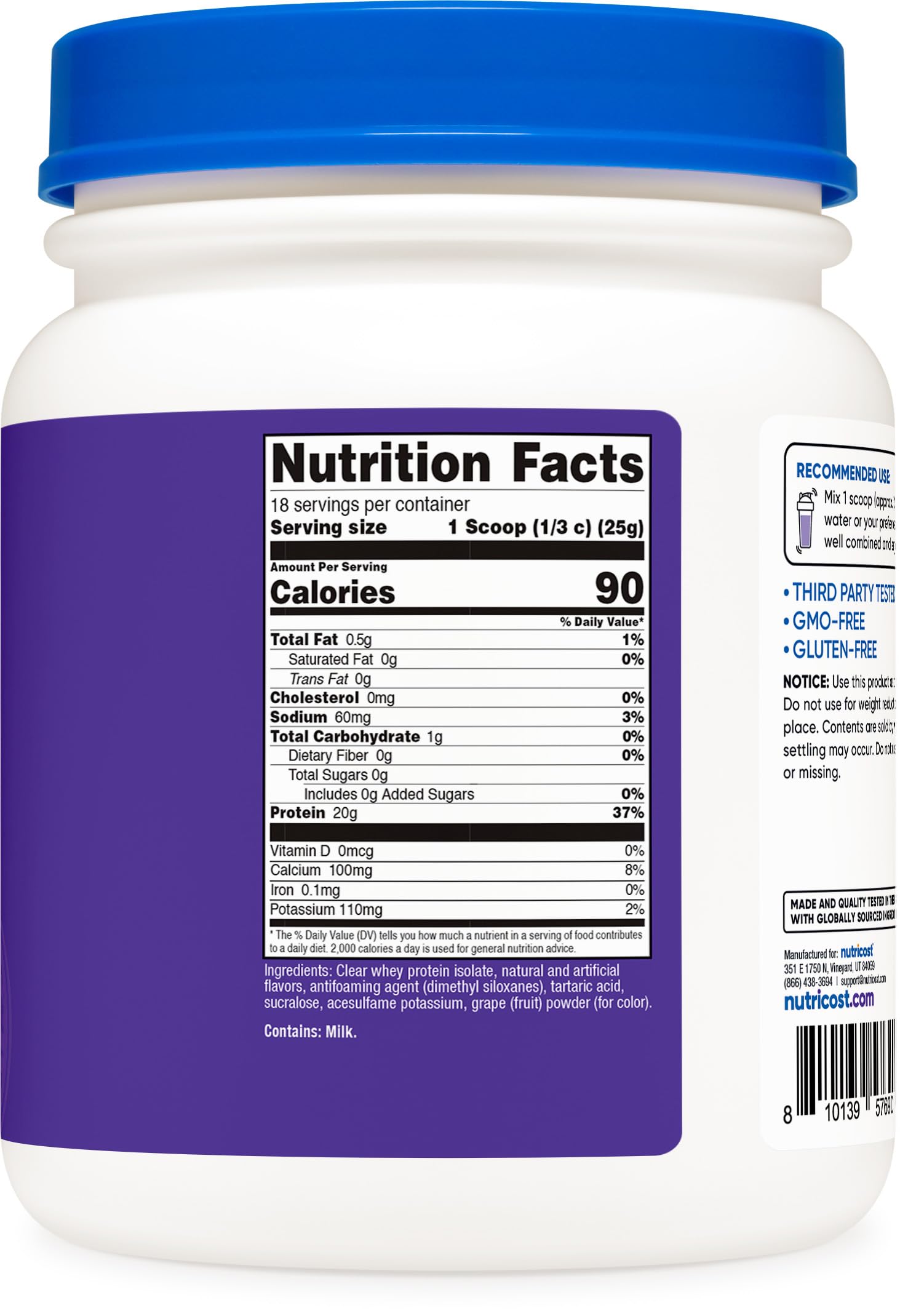 Nutricost dosificador porciones, fácil medir proteína para batidos diario.
