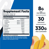 Nutricost EAA Powder Durazno Mango con cuchara de medición para dosis conveniente.