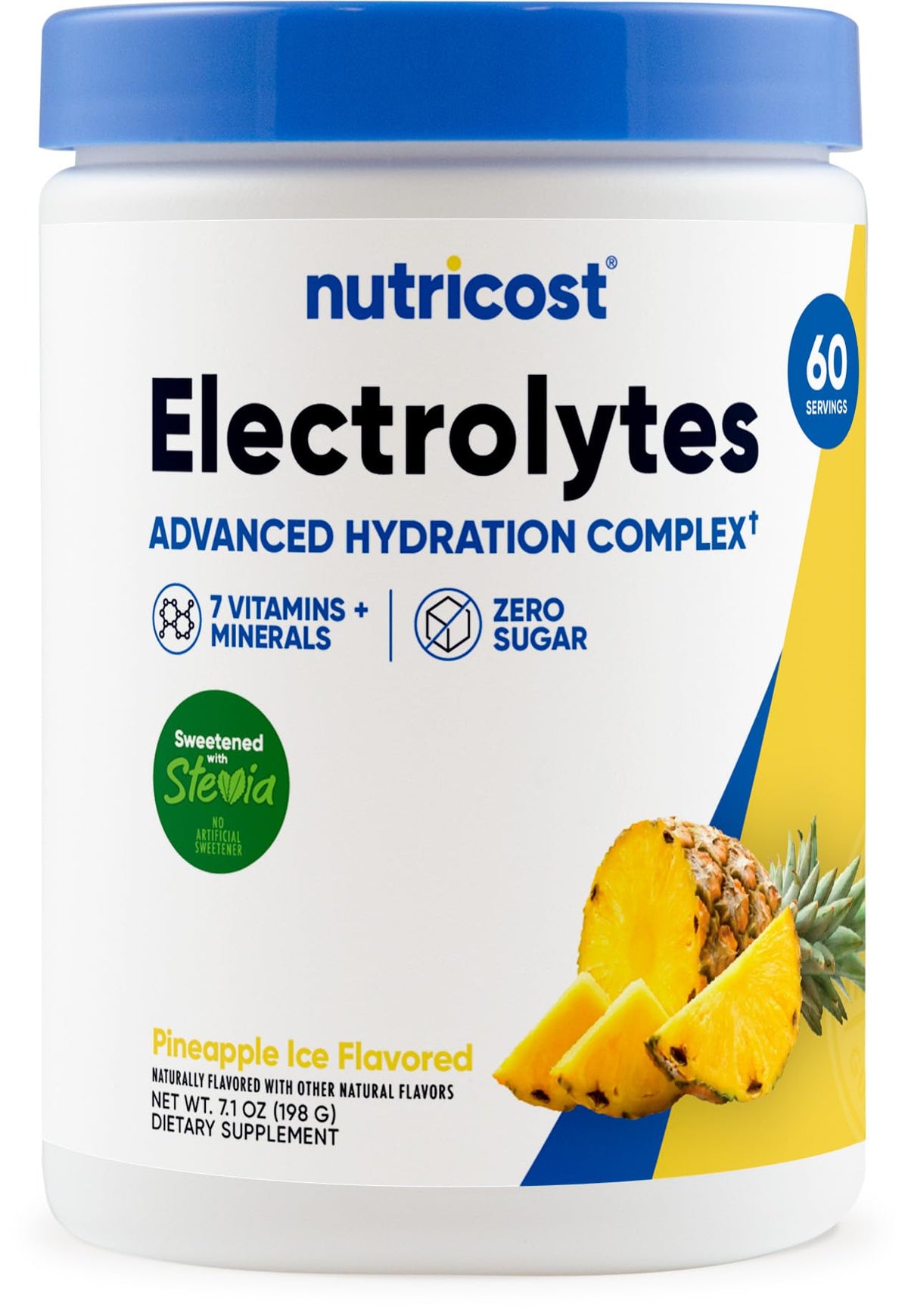 Nutricost Complejo de Electrolitos en Polvo, pote frontal, ideal para hidratación diaria.