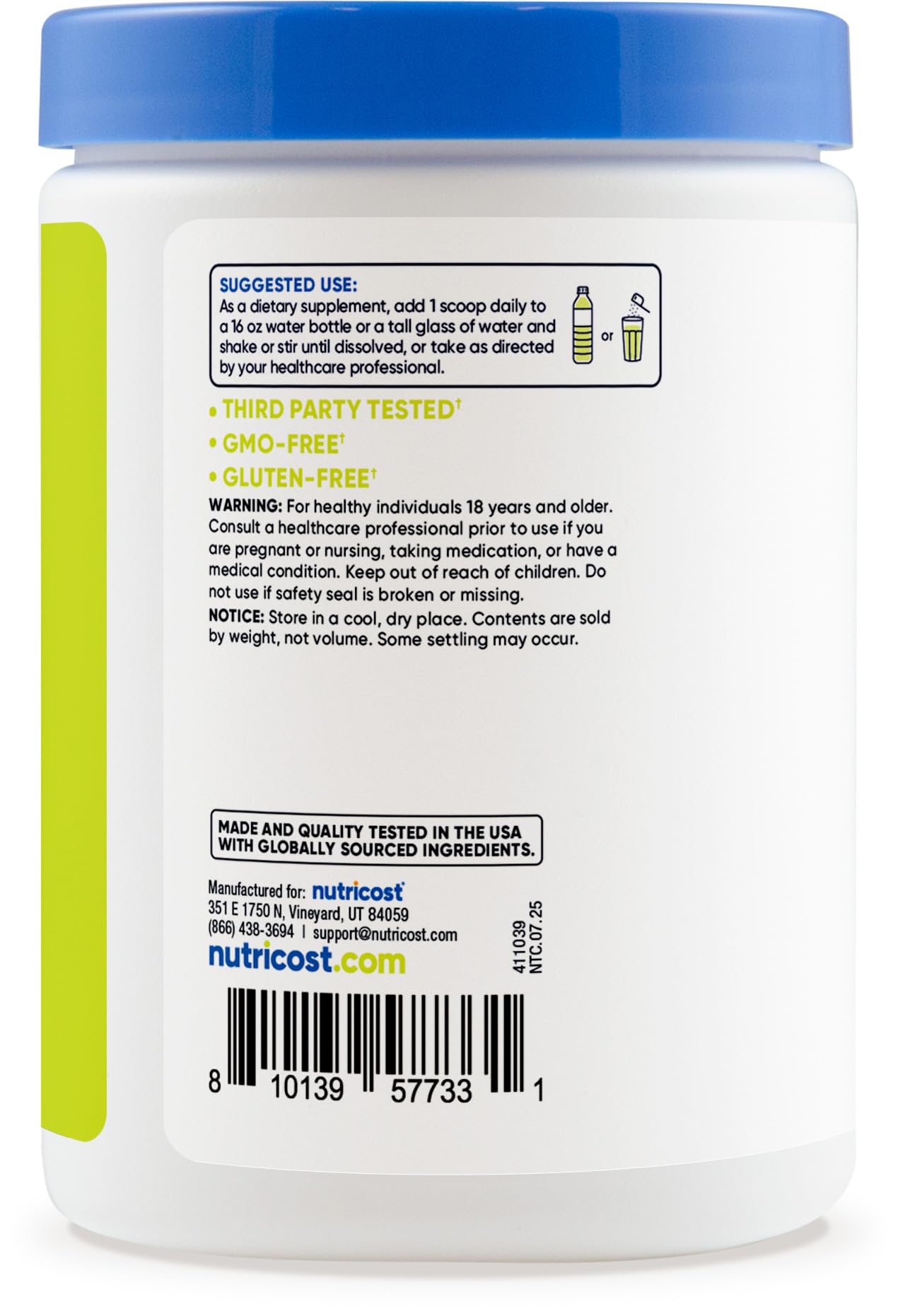 Frasco de Nutricost Electrolytes Complex, libre de azúcar, gluten y OGM