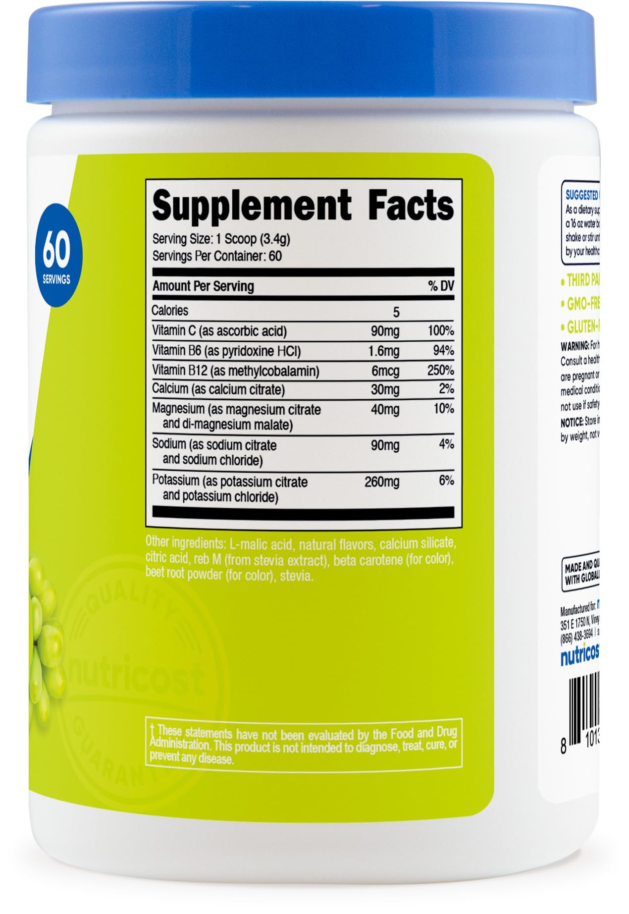 Mezcla rápida con agua fría de Nutricost Electrolytes Complex para días activos