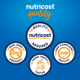 Nutricost Electrolitos Complejo, etiqueta que indica endulzado con estevia para sabor natural.