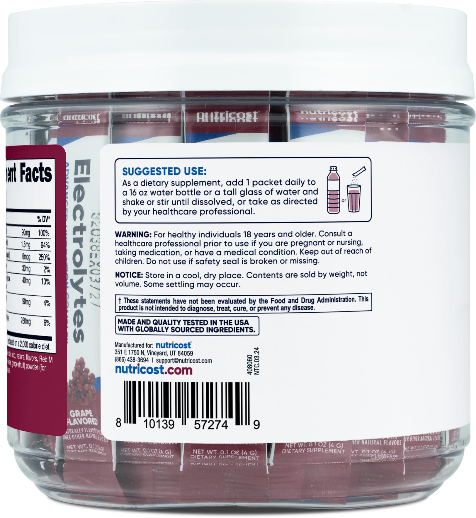Nutricost Electrolytes Complex uva, solución para mantener la hidratación durante entrenamientos