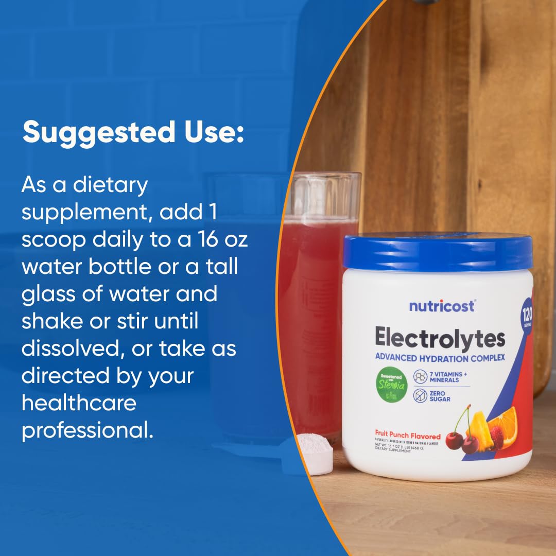 Nutricost Electrolyte Complex uso-diario, ideal para mantener la hidratación diaria.