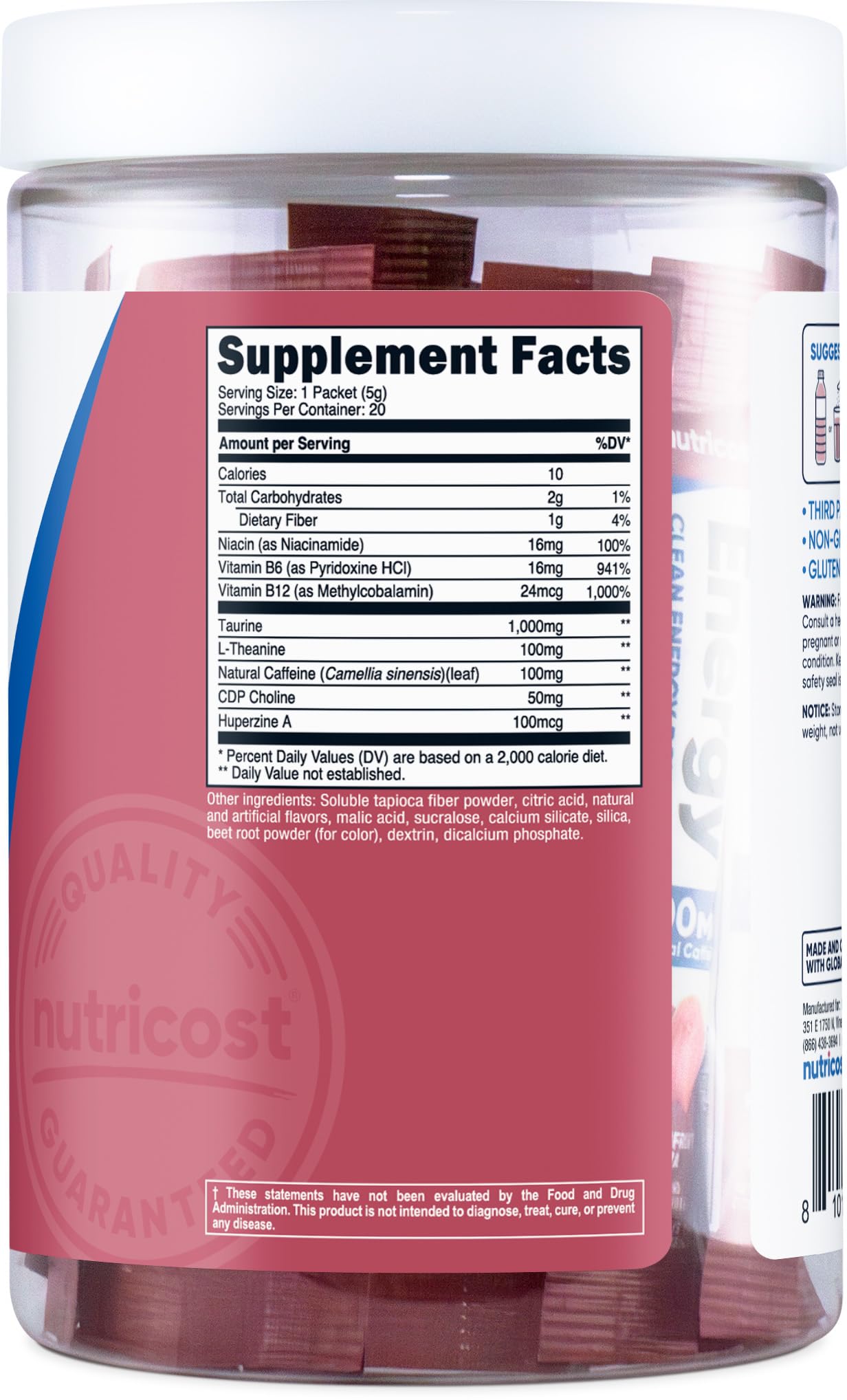 Nutricost Energía en Paquetes maracuyaguayaba: pruebas de terceros y GMP.