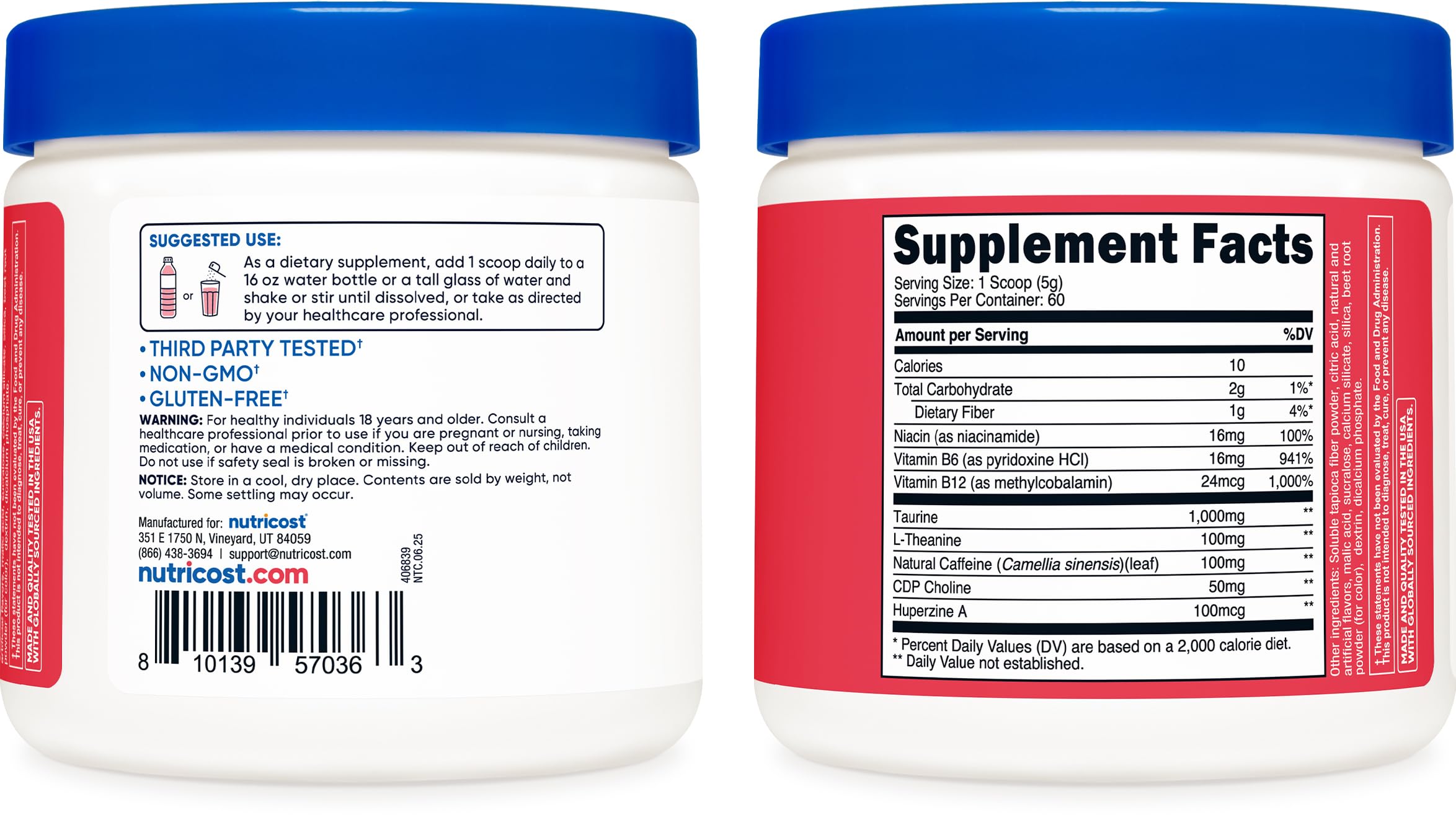 Nutricost Energy Complex: certificaciones NSF y GMP que respaldan la calidad.