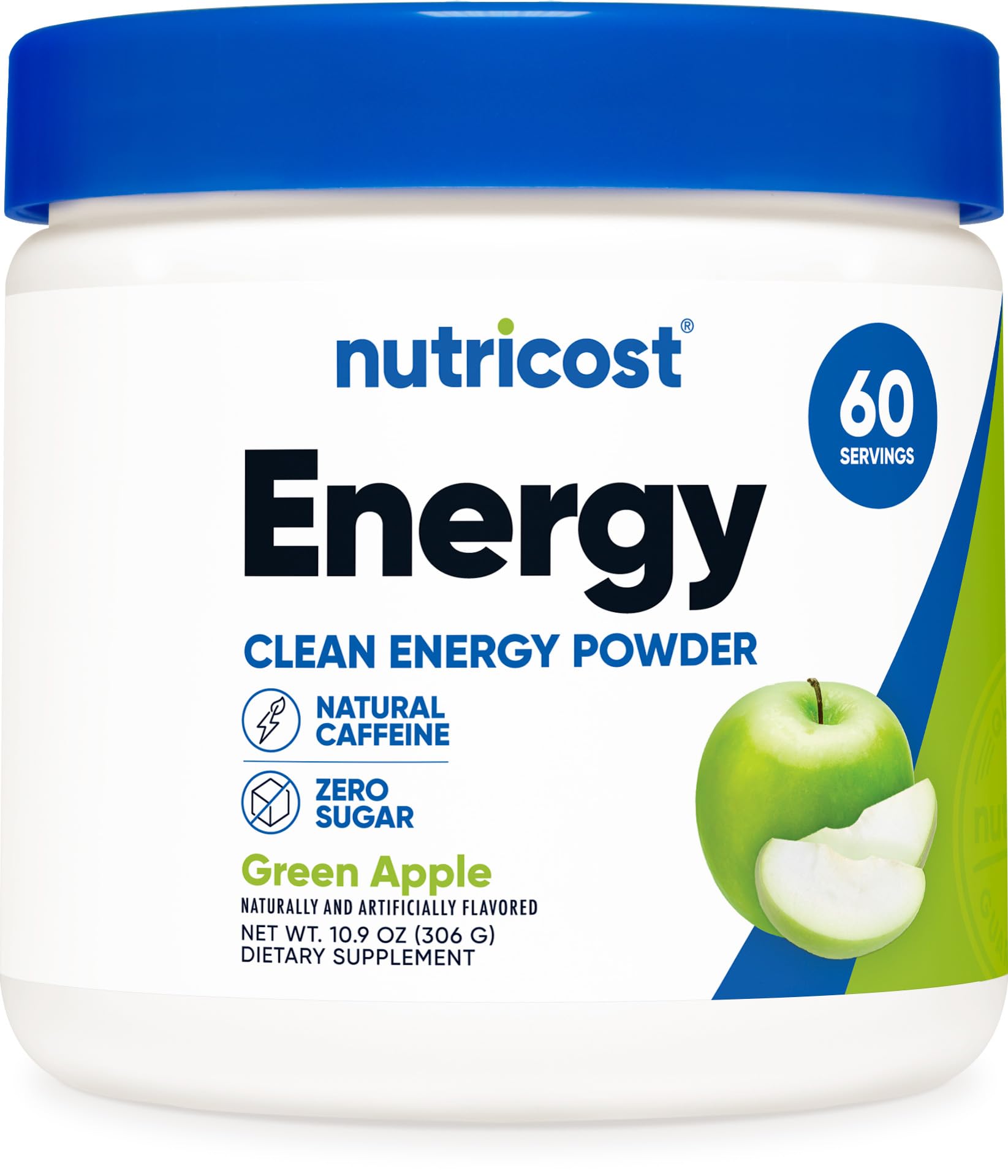 Nutricost Complejo de Energía con sabor manzana verde en envase de 300 g para energía diaria