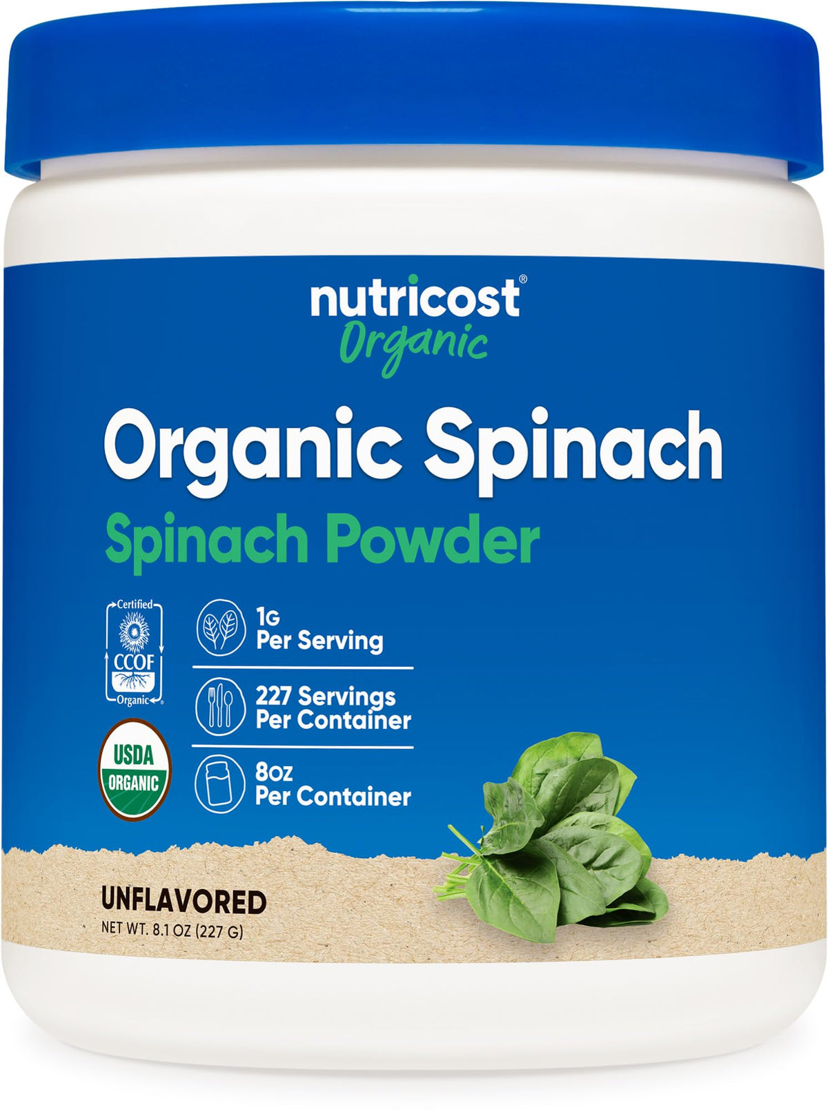 Nutricost Espinaca Orgánica: polvo en bote para batidos diarios