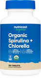 Nutricost espirulina y clorela, tabletas en botella, apoyo a la ingesta diaria de vegetales