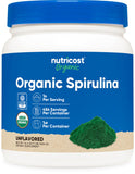 Nutricost Espirulina Orgánica en polvo 454 g, ideal para batidos nutritivos.