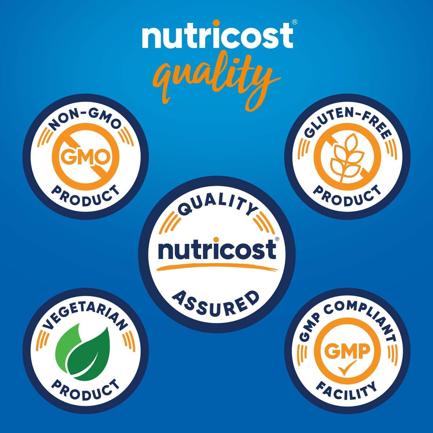 Nutricost etiqueta ortiga sin organismos modificados genéticamente, señal de calidad