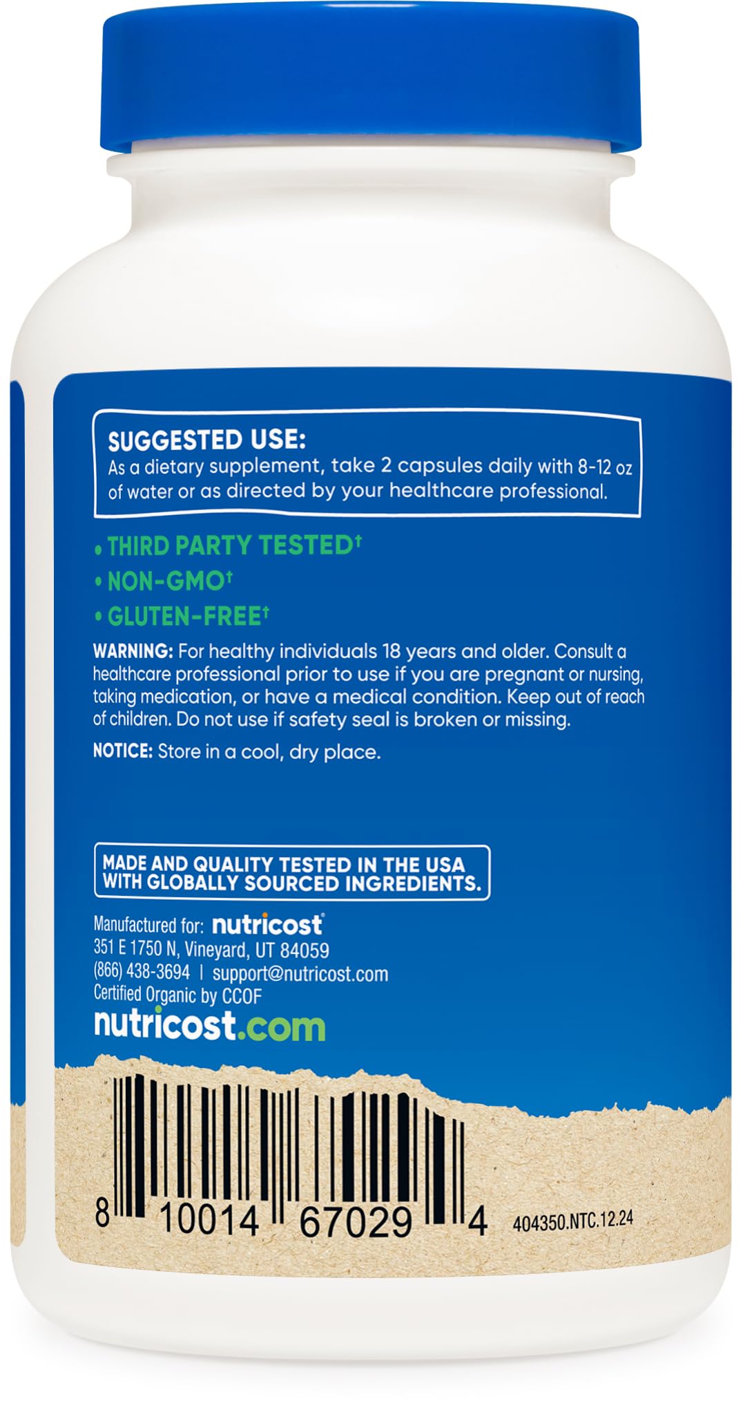 Nutricost Reishi etiqueta clara con ingredientes