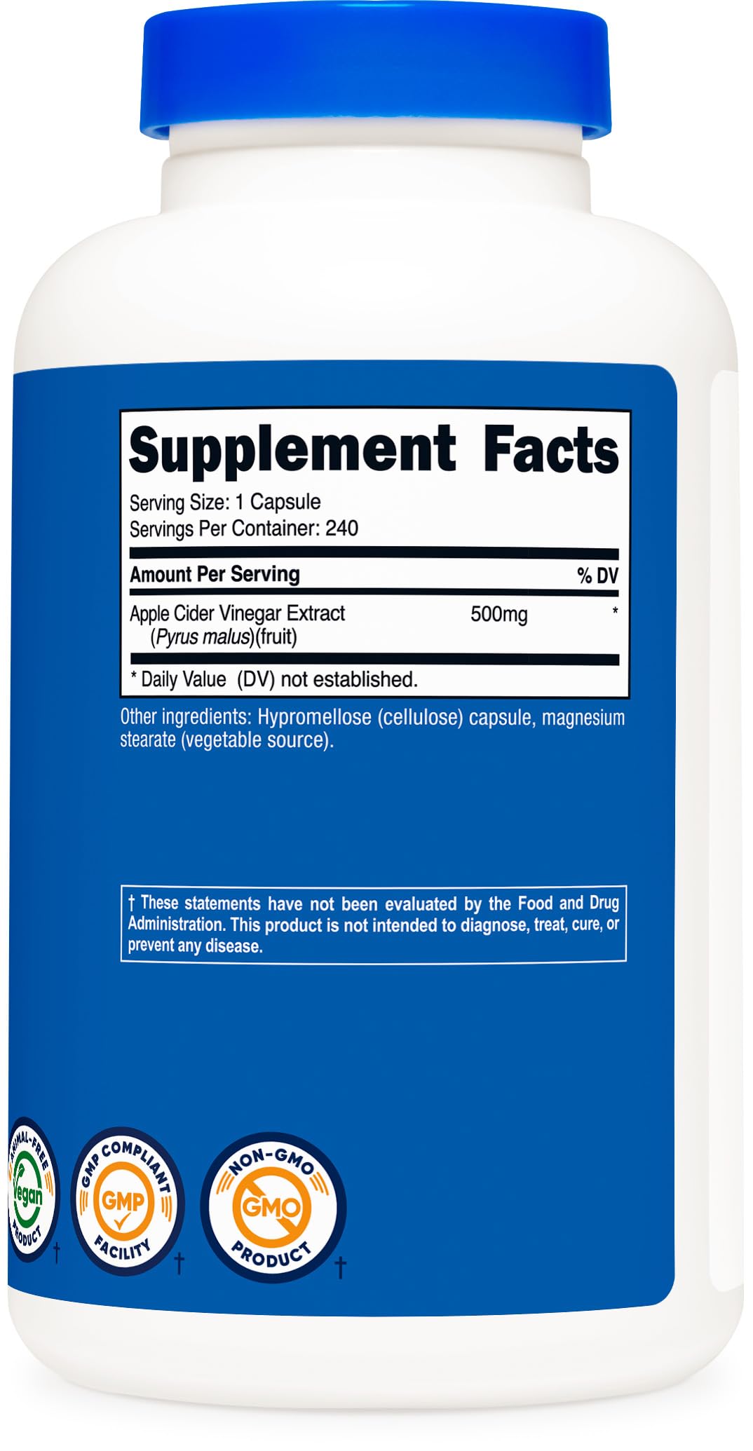 Etiqueta Nutricost vinagre de manzana, claridad de ingredientes y certificaciones