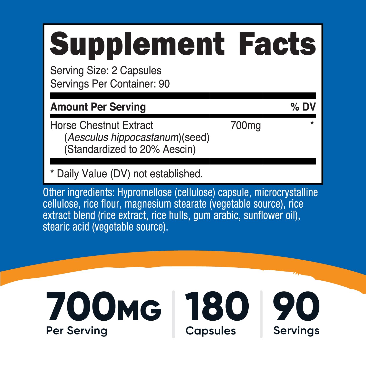 Nutricost cápsulas extracto castaño de Indias 700 mg con 20% de aescinas.