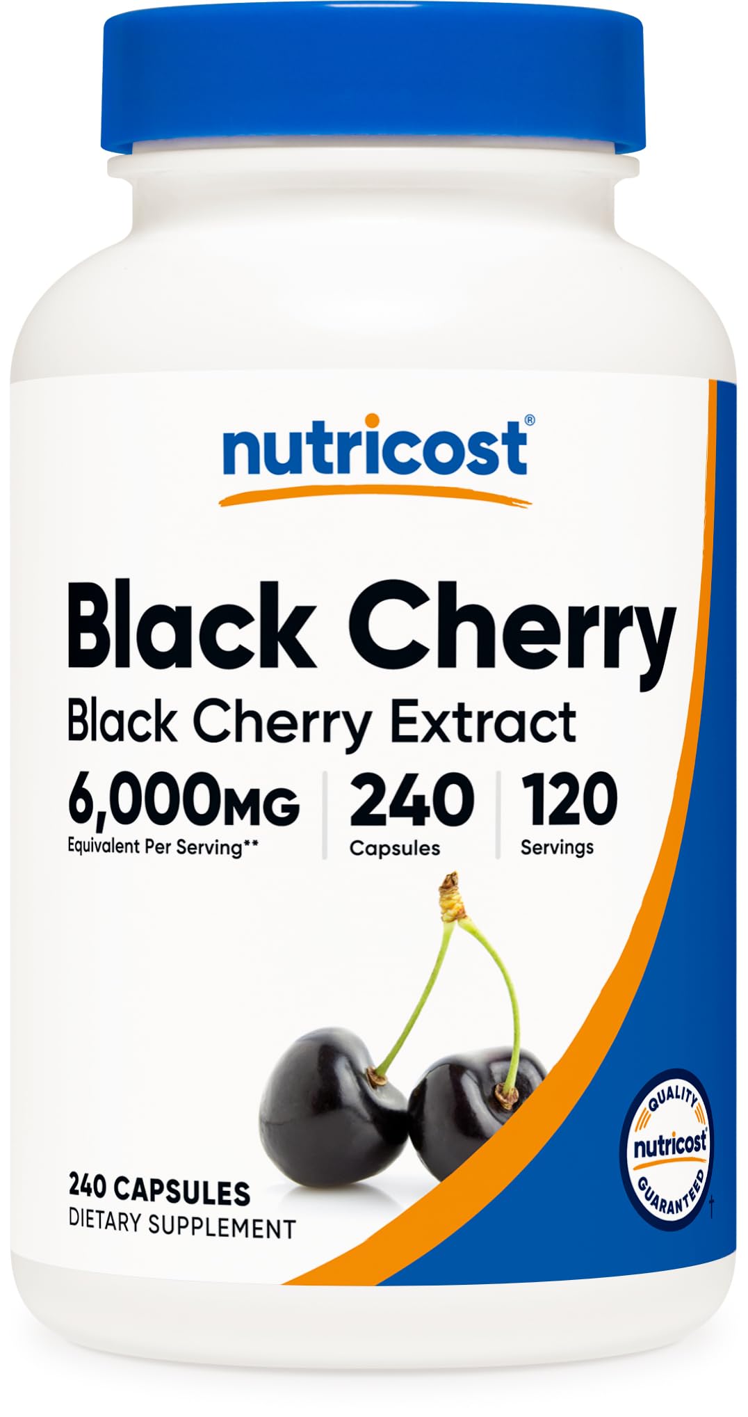 Nutricost Extracto de Cereza Negra: botella frente, rica en antioxidantes para tu dia