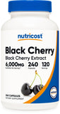 Nutricost Extracto de Cereza Negra: botella frente, rica en antioxidantes para tu dia