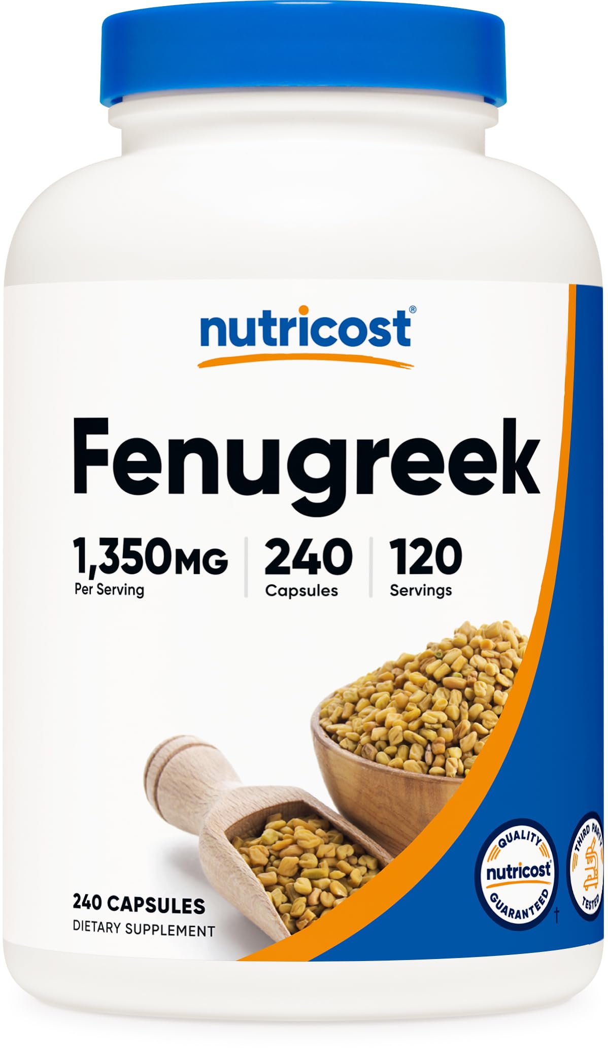 Nutricost fenogreco, bote de cápsulas para uso diario.