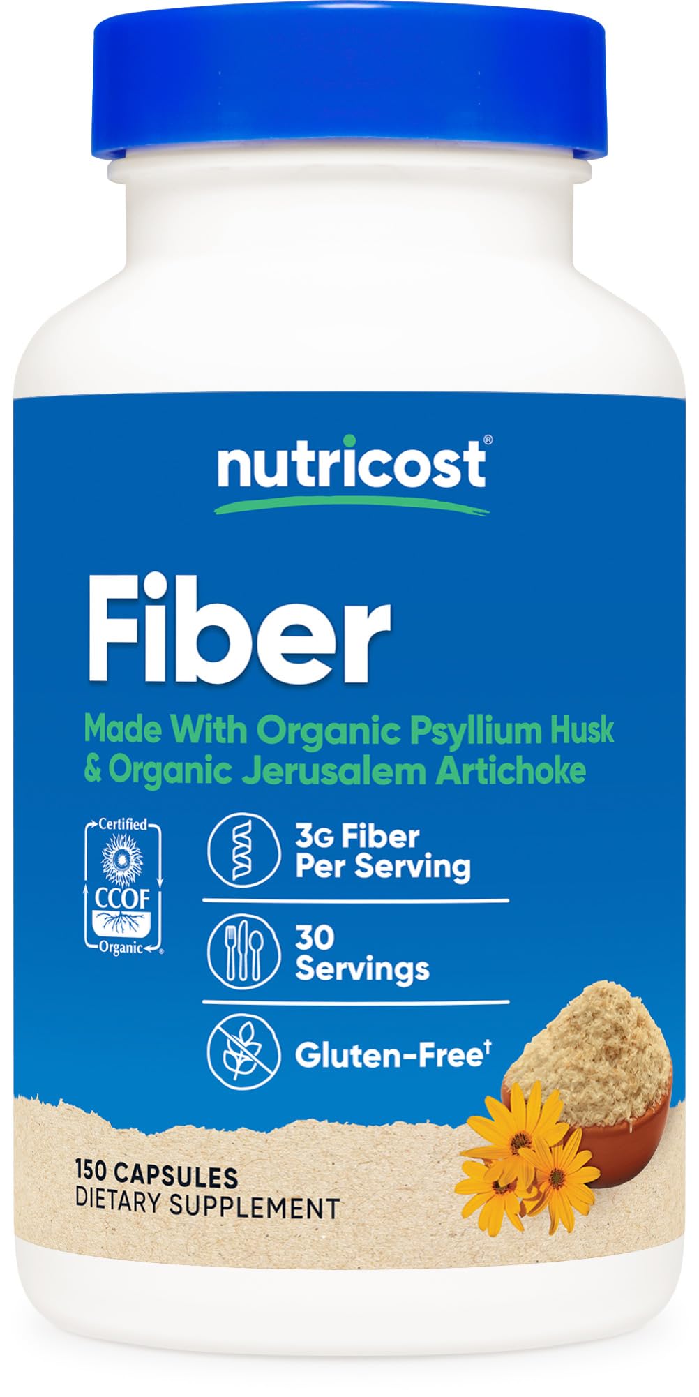 Nutricost Fibra cápsulas, botella: apoyo posible a la digestión diaria.