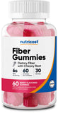 Nutricost gomitas de fibra frasco visto de frente, aporte diario de fibra.