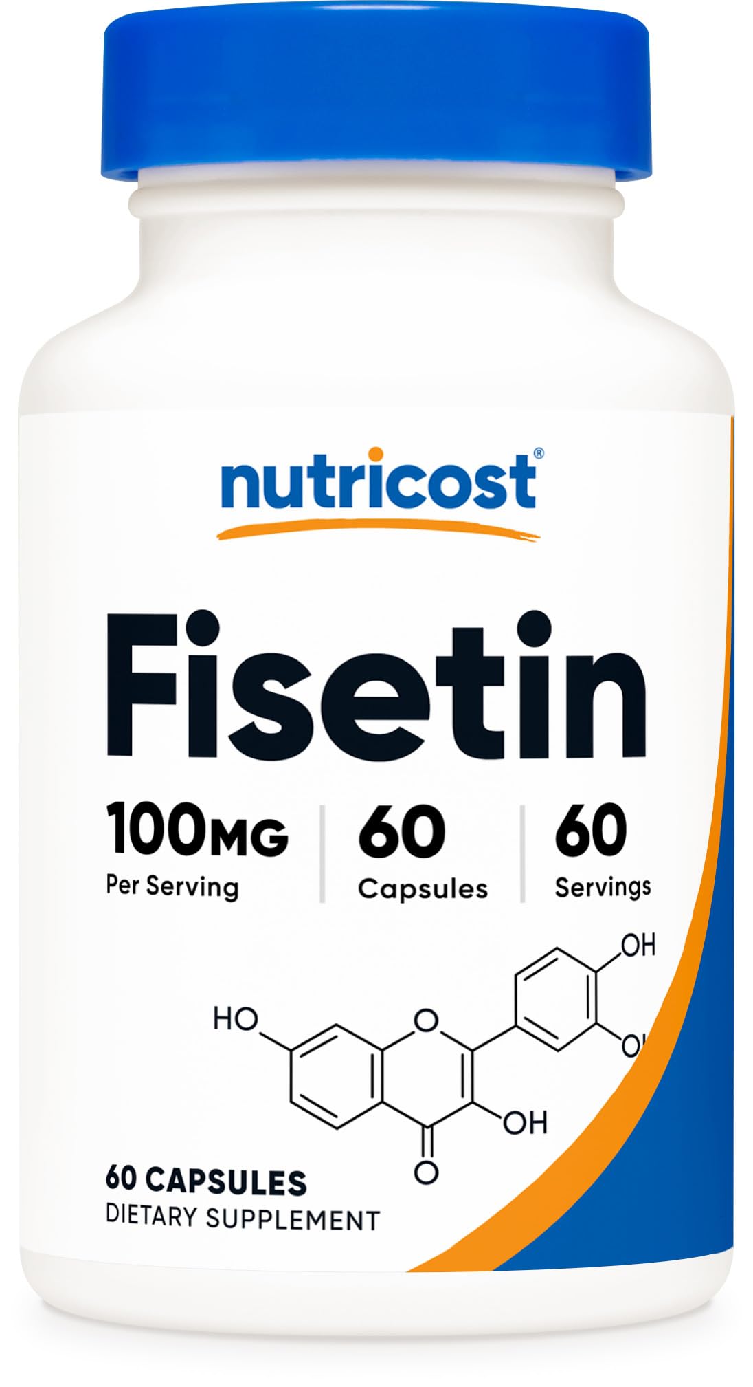 Nutricost Fisetin cápsulas: botella de 60 cápsulas para uso diario.