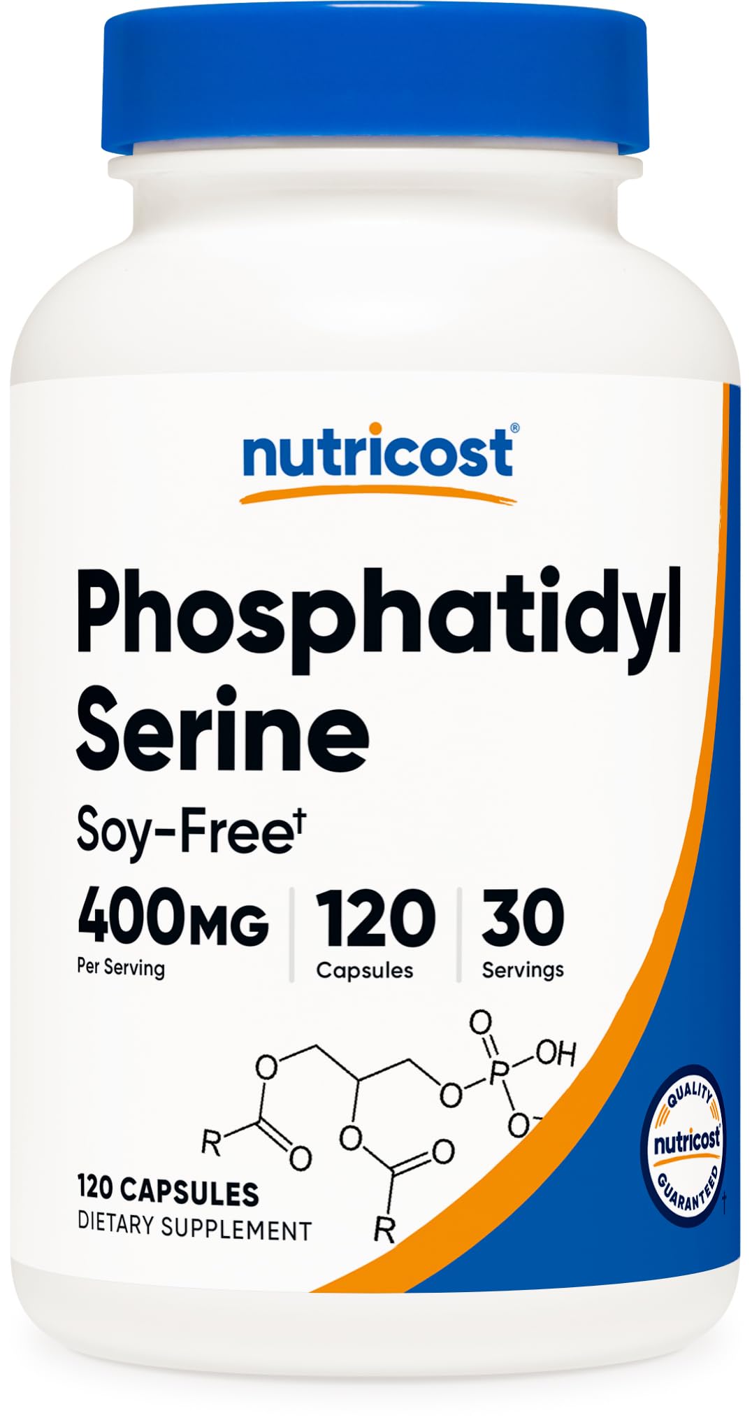 Nutricost Fosfatidilserina: envase de cápsulas para uso diario.