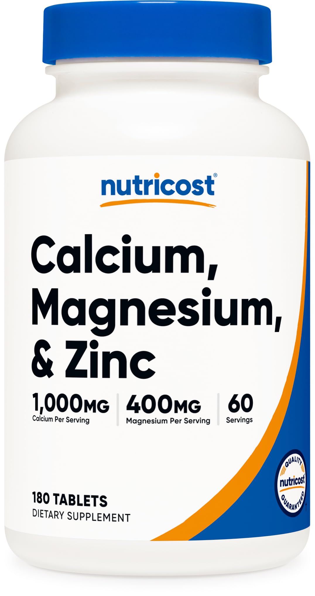 Nutricost frasco de tabletas calcio-magnesio-zinc para apoyo diario y balance mineral