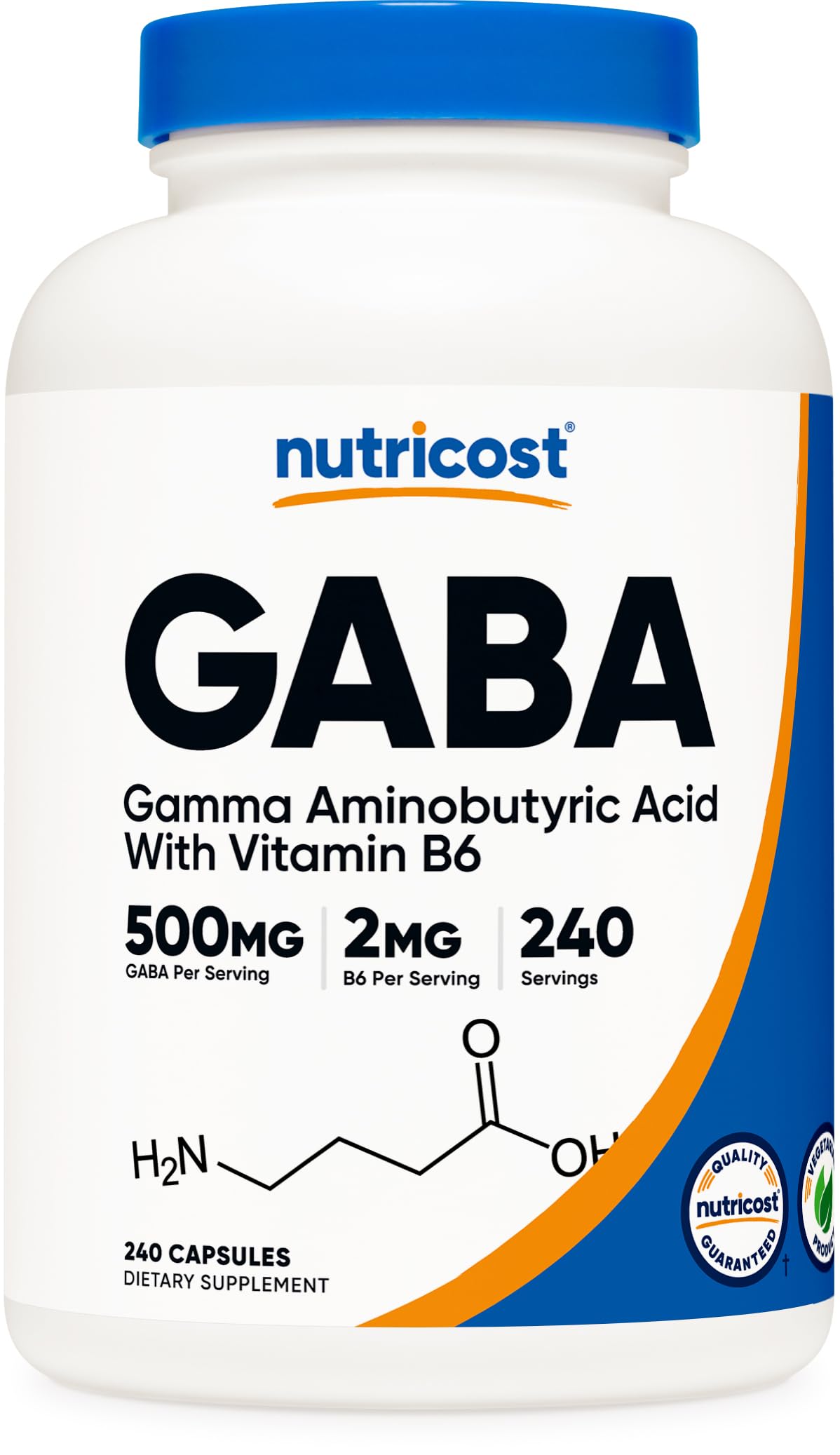Nutricost GABA B6 frente al envase: cápsulas veganas fáciles de incorporar