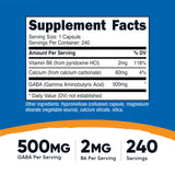 Nutricost GABA B6 cápsulas en interior, 500 mg, útil para apoyar la calma diaria