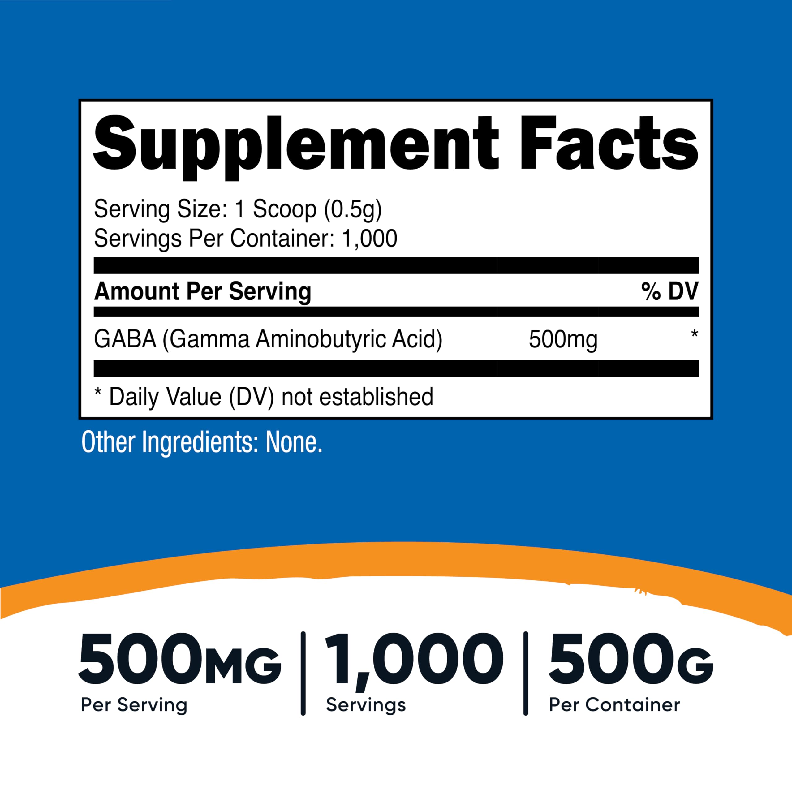 Nutricost GABA puro 500g, embalaje elegante para almacenar