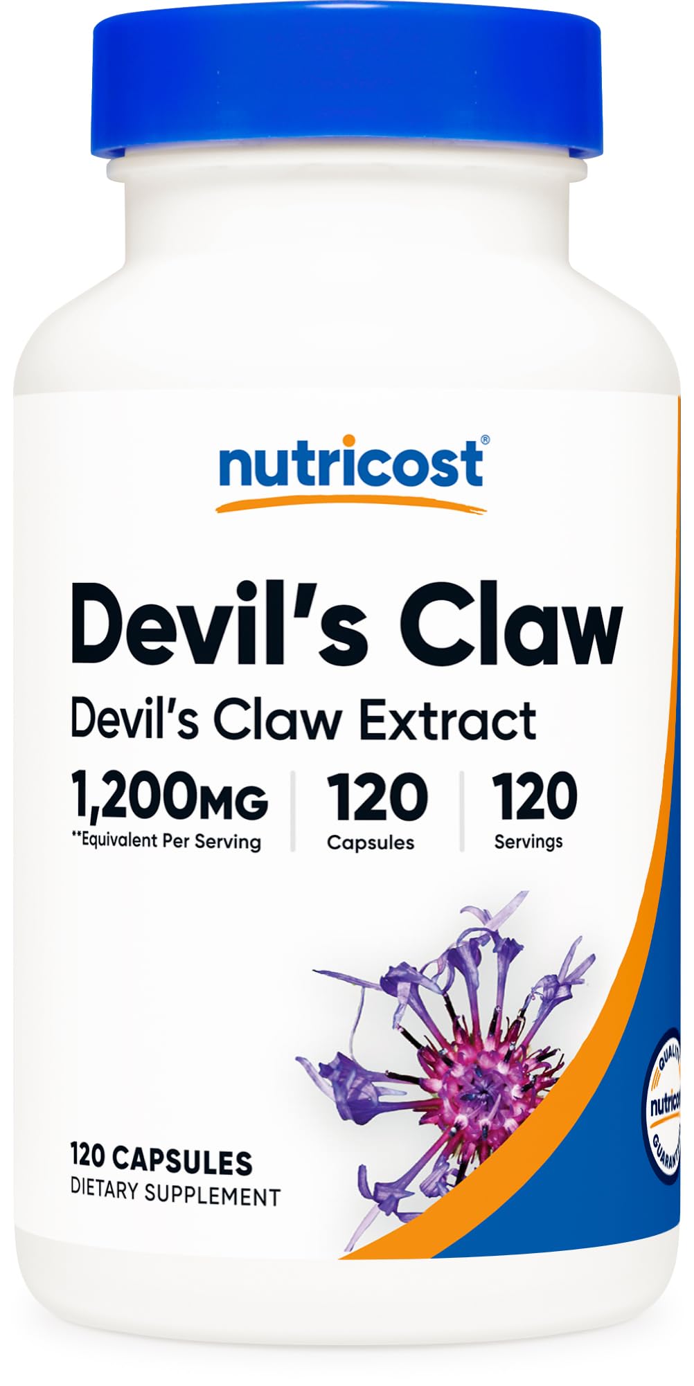 Nutricost Garra del Diablo Extracto: botella con 120 cápsulas para uso diario.