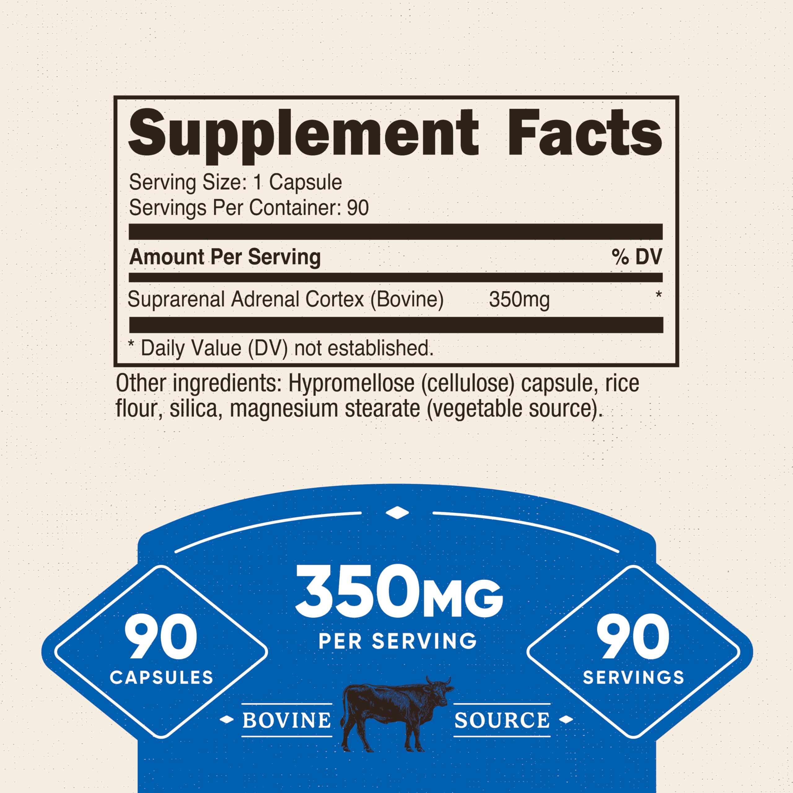 Nutricost glándula adrenal cápsulas, etiqueta visible que denota calidad y seguridad.